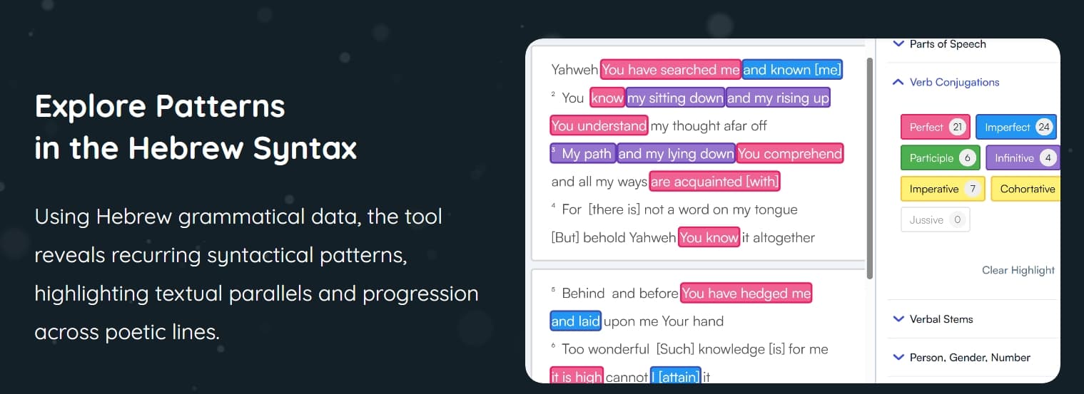Explore patterns in the Hebrew syntax