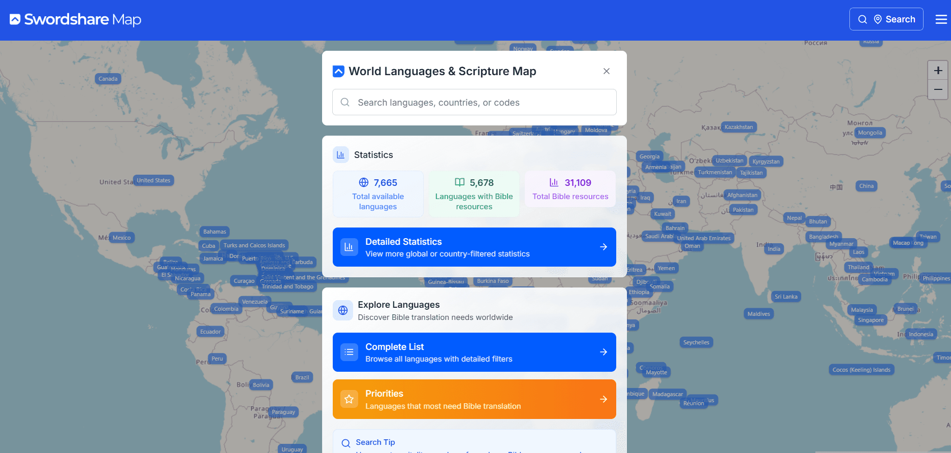 Swordshare map main page screenshot